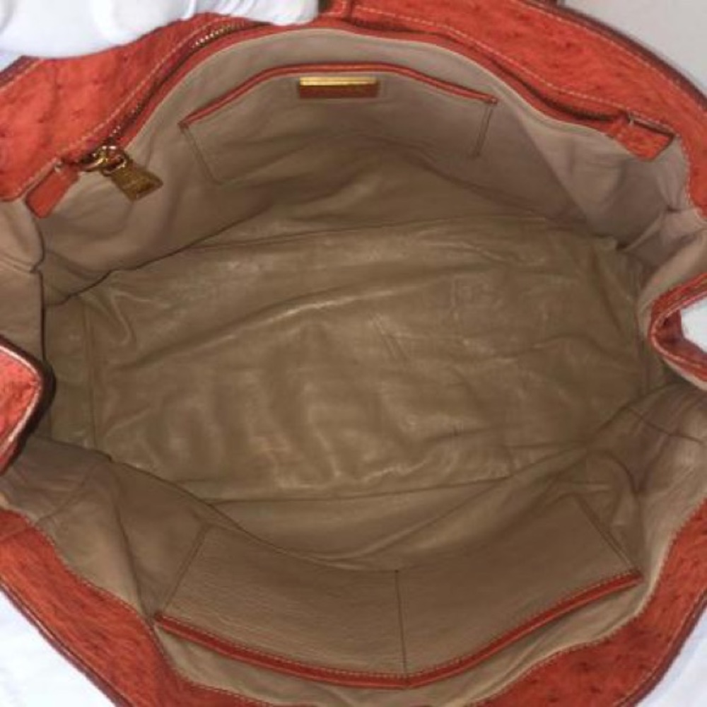 Prada Orange Ostrich Leather Satchel Tote Bag - Picture 5 of 8